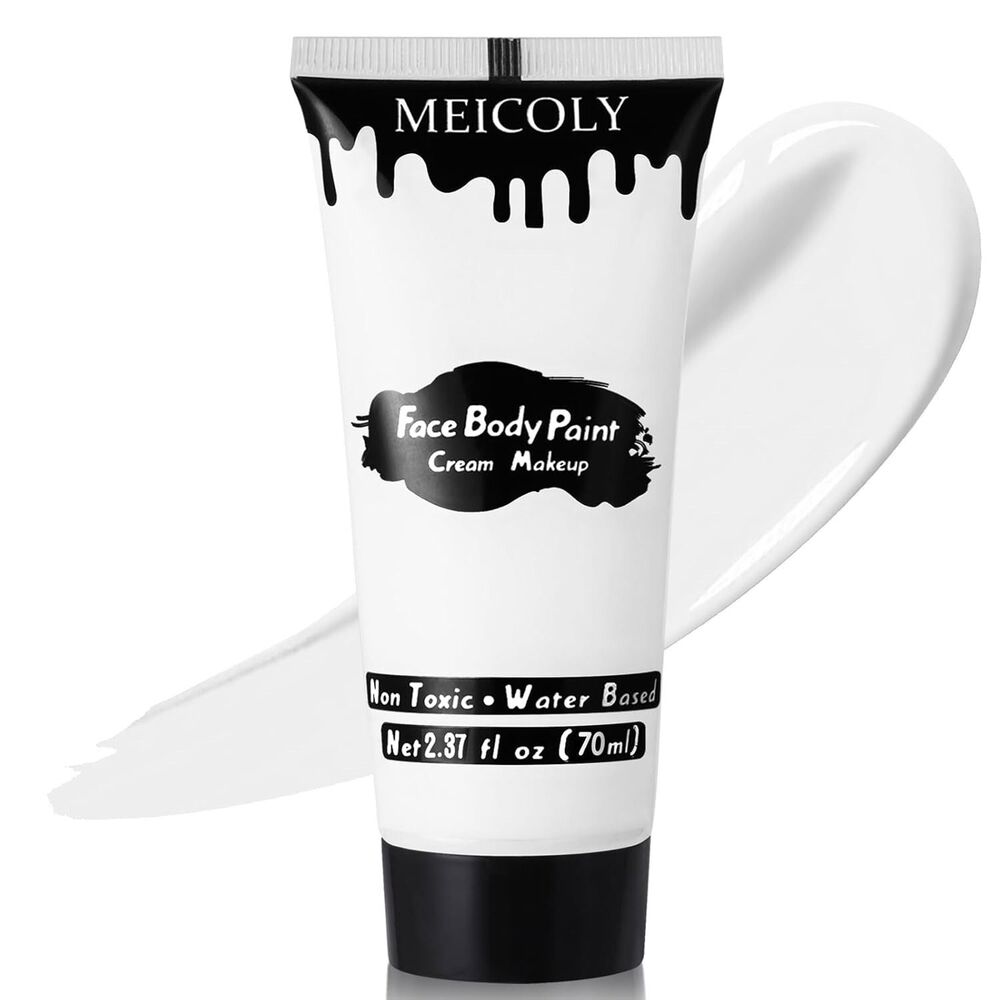 MEICOLY White Face Body Paint 2.37Oz Large Tube Water Based Washable Body Paint